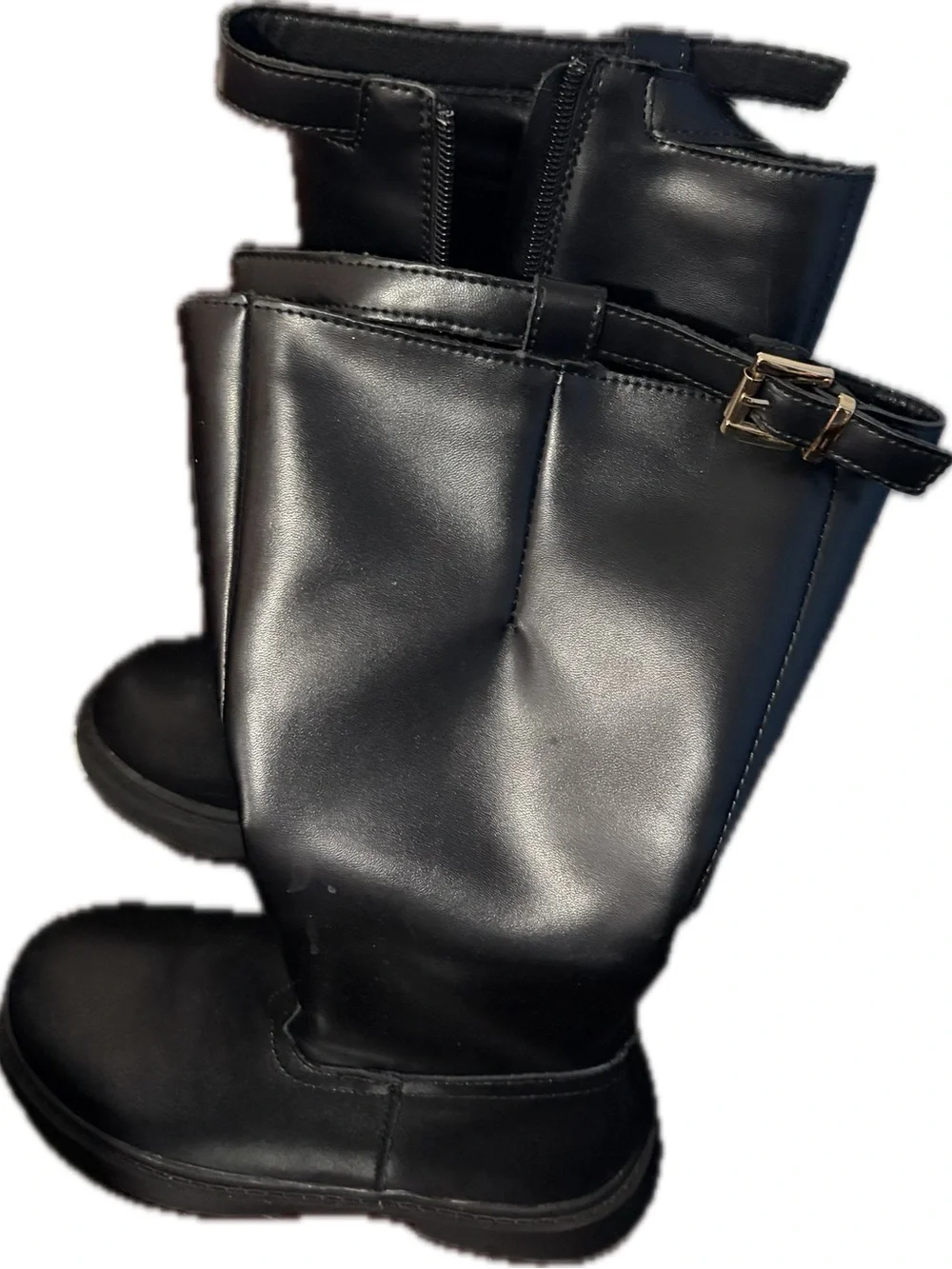 Girls Black Tall Leather Riding Boots